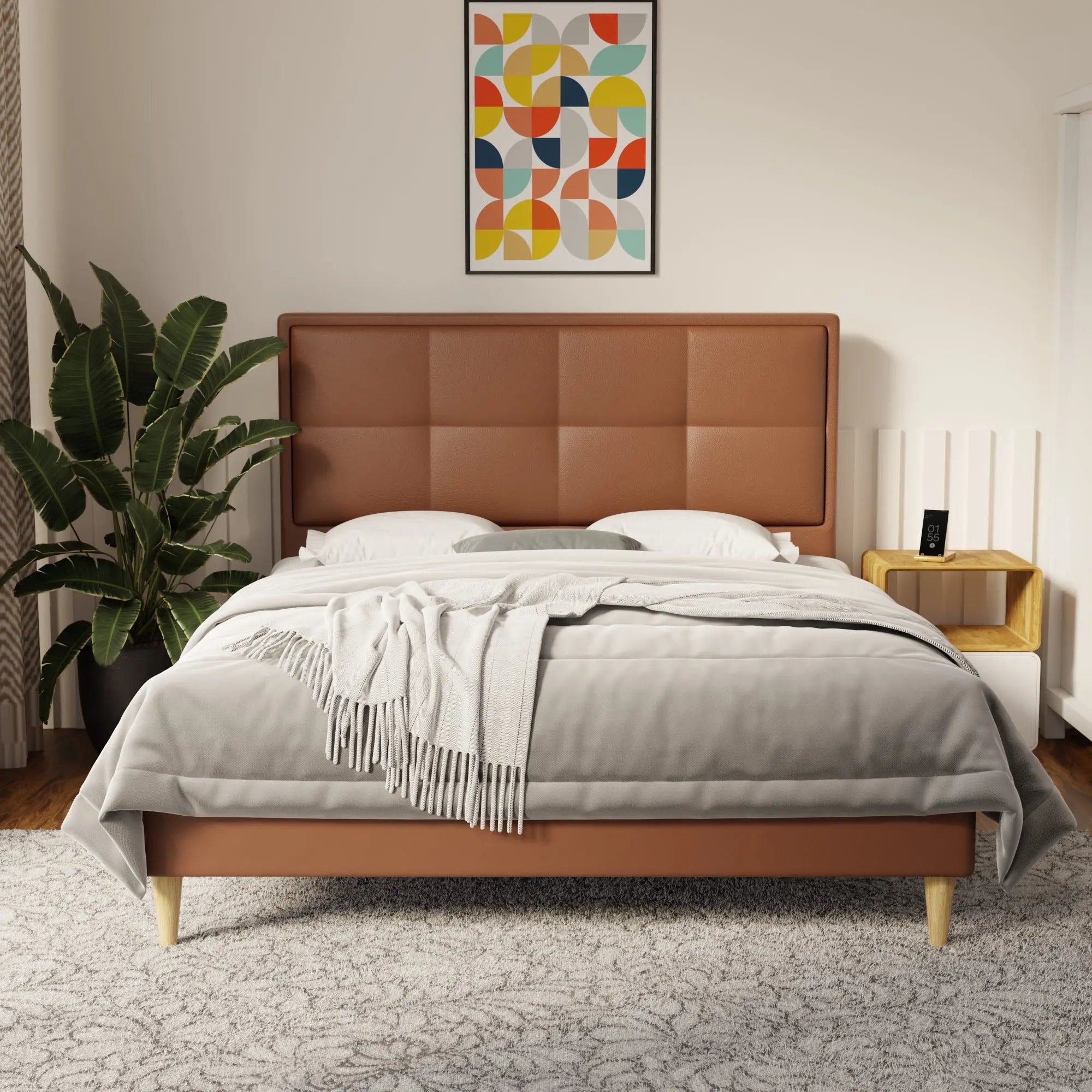Solvane Faux Leather Bed Frame (Pet Friendly) by Somnuz KH