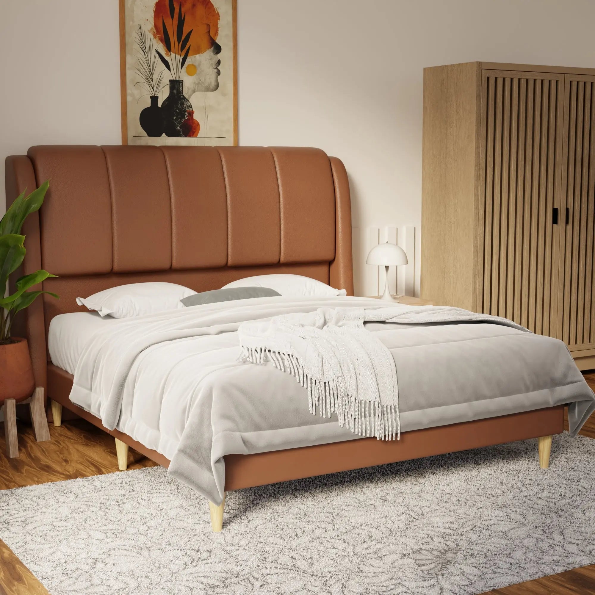Brinley Faux Leather Bed Frame (Pet Friendly) by Somnuz KH