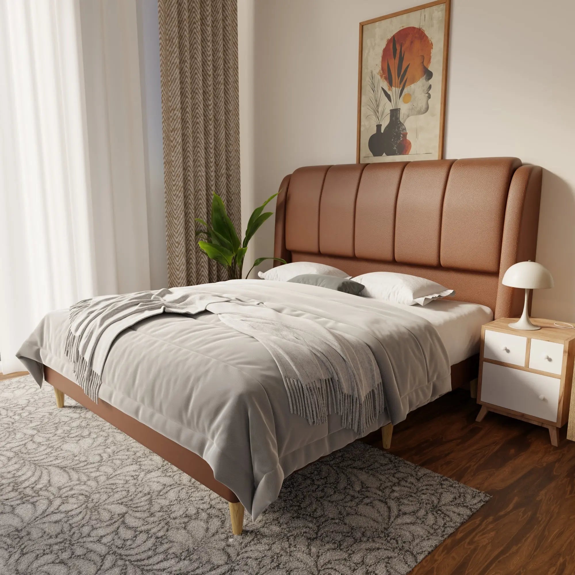 Brinley Faux Leather Bed Frame (Pet Friendly) by Somnuz KH