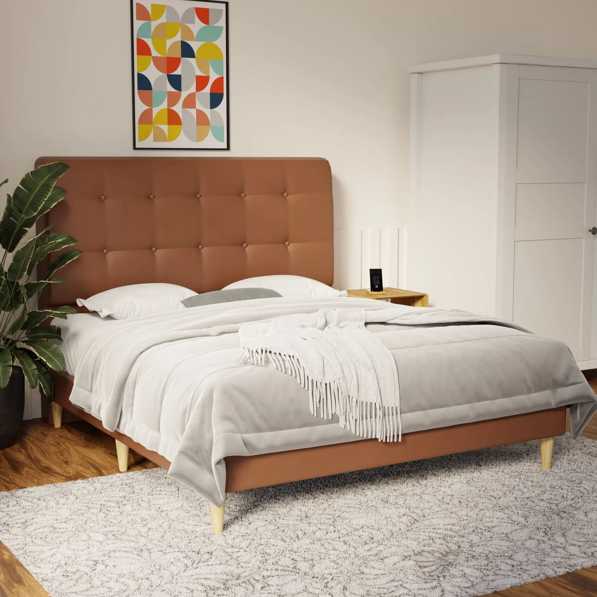 Endora Faux Leather Bed Frame (Pet Friendly) by Somnuz KH