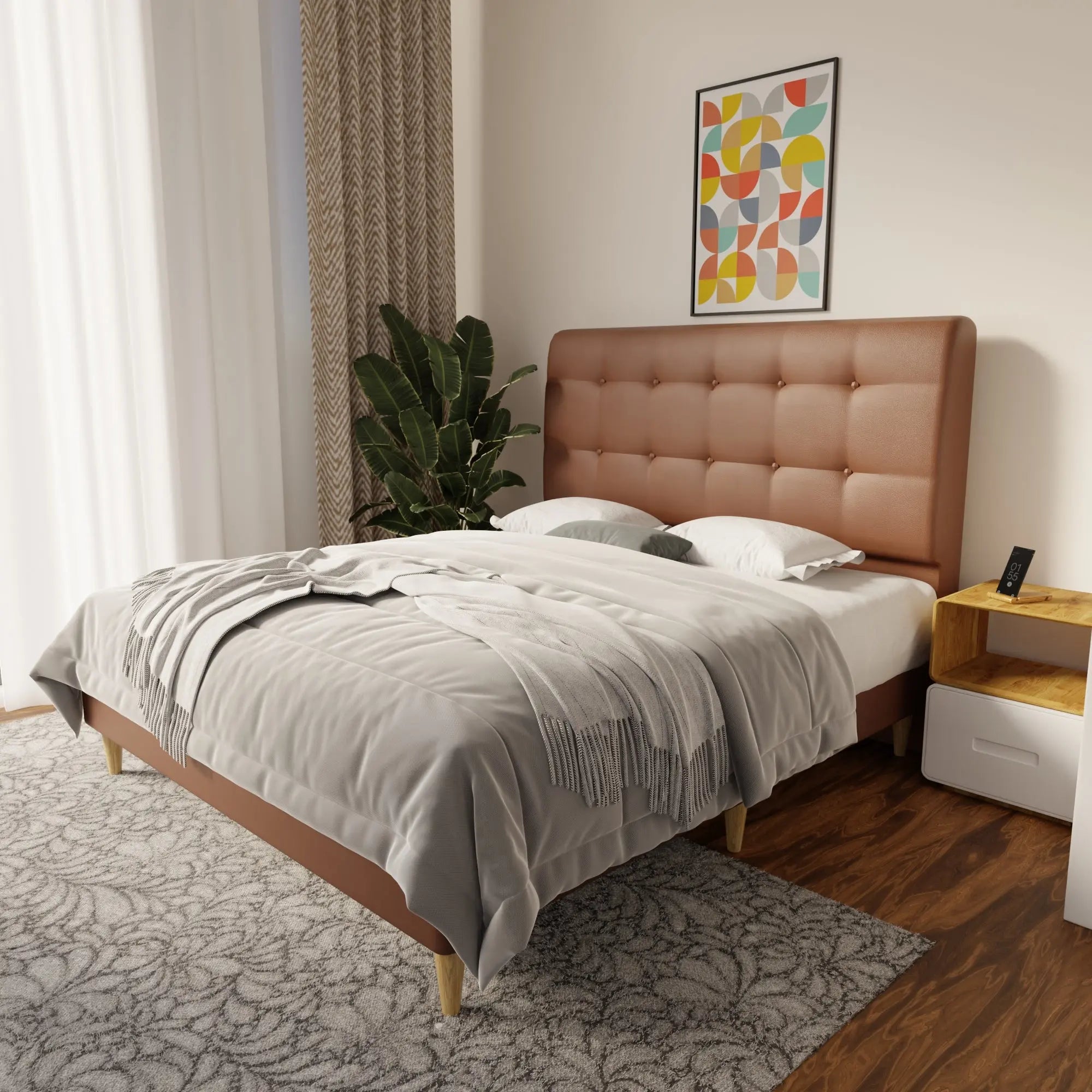 Endora Faux Leather Bed Frame (Pet Friendly) by Somnuz KH