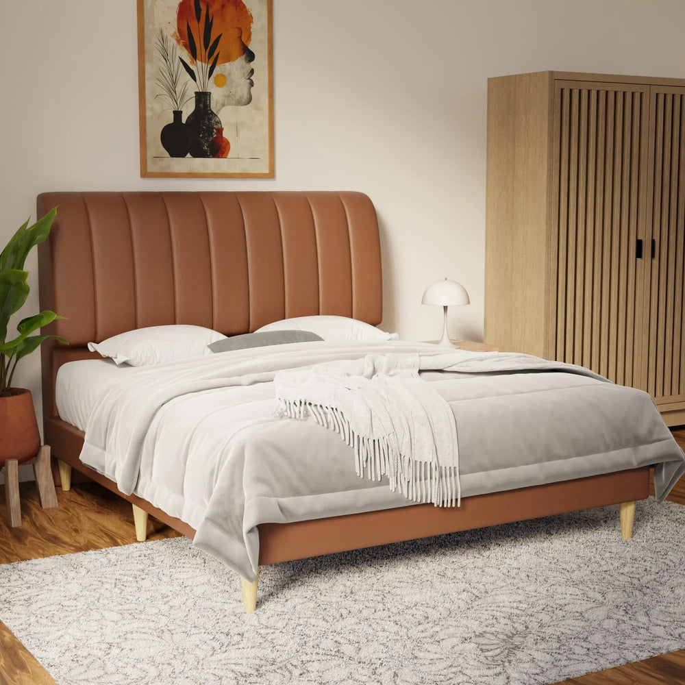 Kuro Faux Leather Bed Frame (Pet Friendly) by Somnuz KH