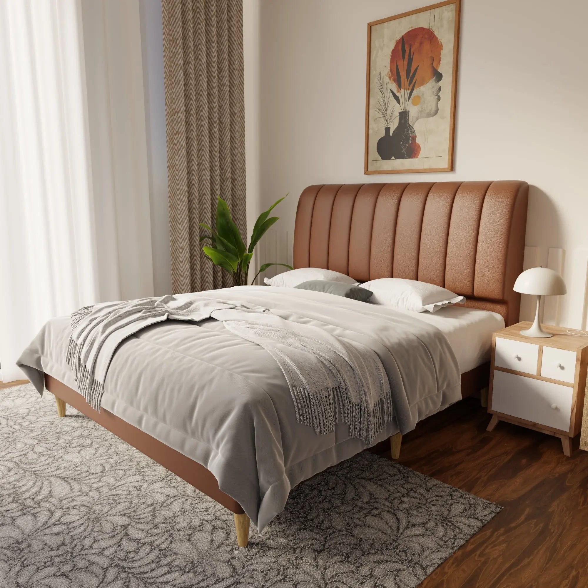 Kuro Faux Leather Bed Frame (Pet Friendly) by Somnuz KH