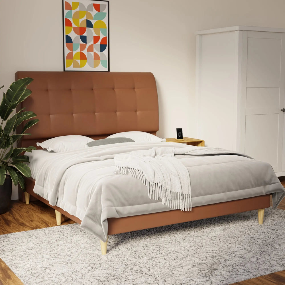 Haldor Faux Leather Bed Frame (Pet Friendly) by Somnuz KH