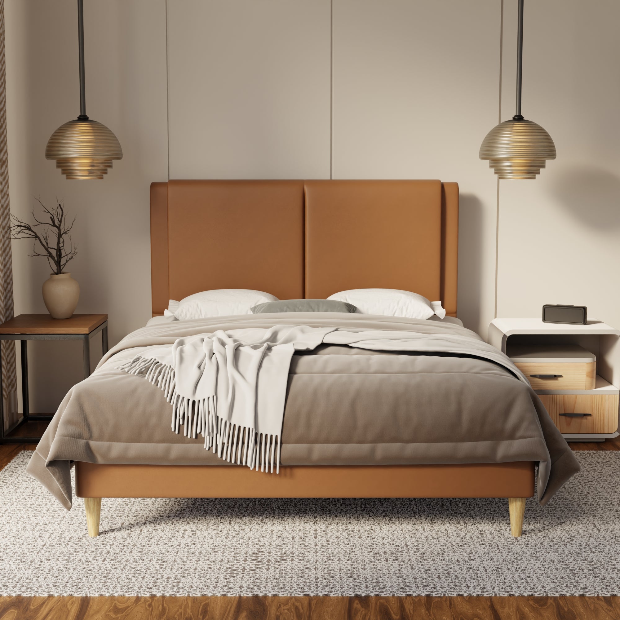 Vance Genuine Leather Bed Frame By Somnuz SSE