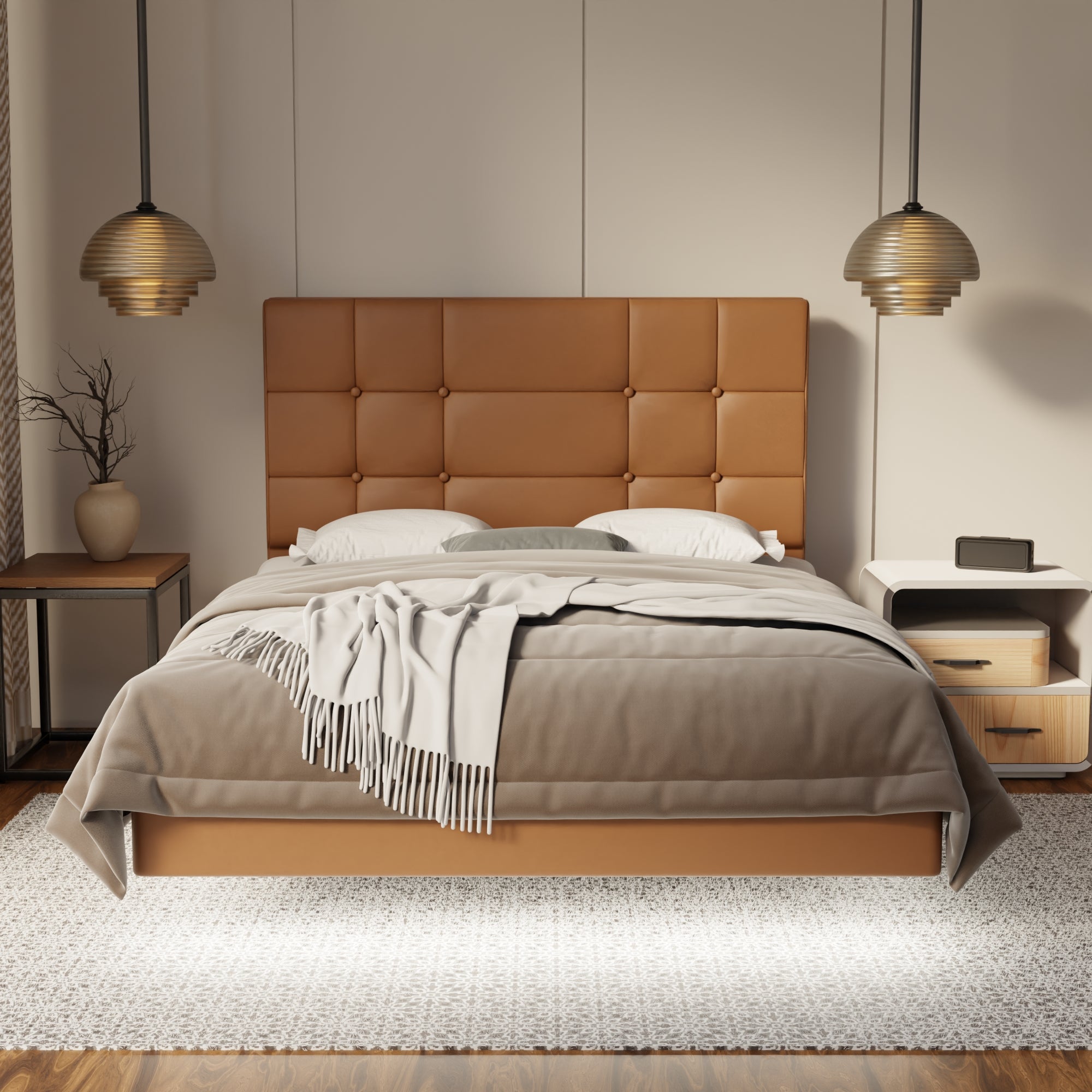 Elara Genuine Leather Floating Bed Frame (With LED) By Somnuz SSE