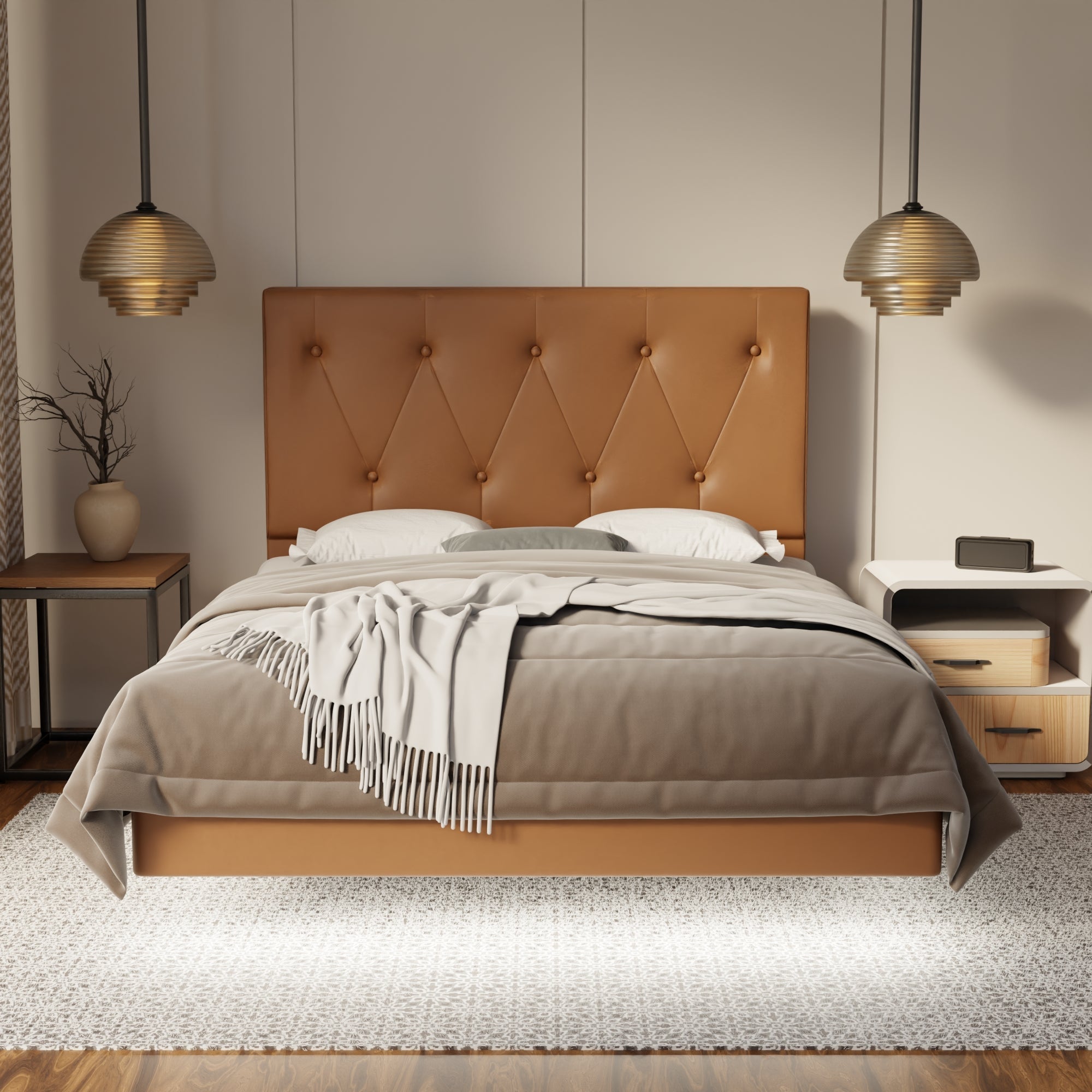 Valen Genuine Leather Floating Bed Frame (With LED) By Somnuz SSE
