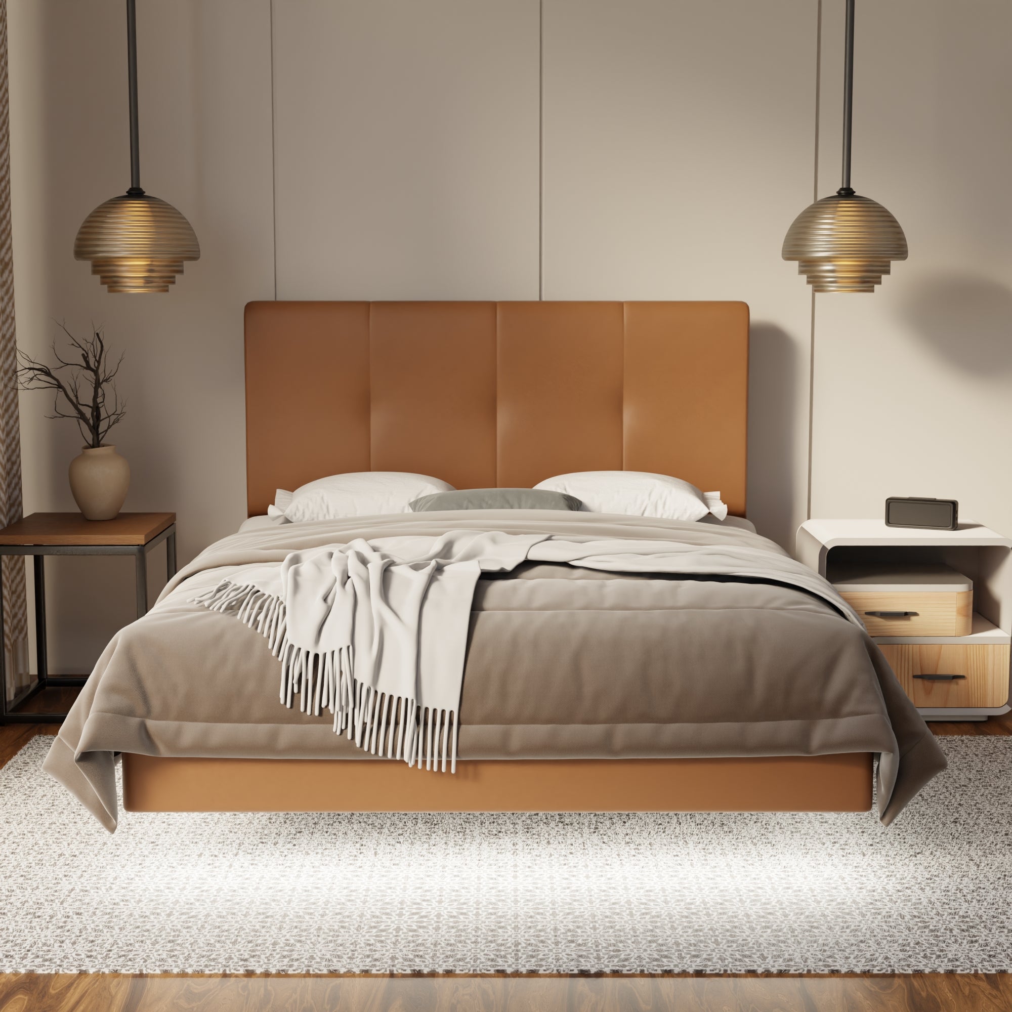 Lyra Genuine Leather Floating Bed Frame (With LED) By Somnuz SSE