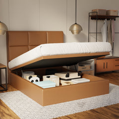 Caspian Genuine Leather Storage Bed (Gas Lift) By Somnuz SSE