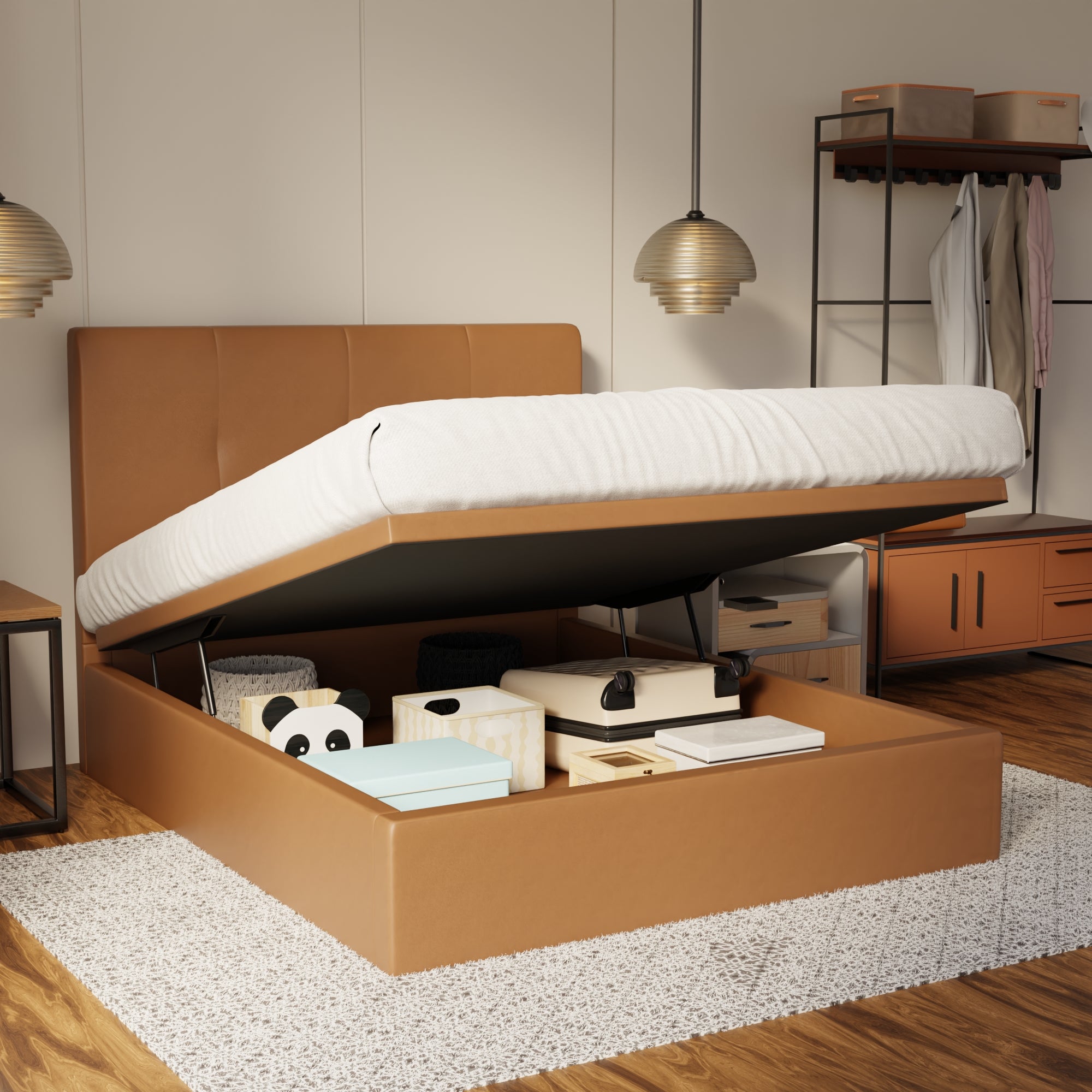 Lyra Genuine Leather Storage Bed (Gas Lift) By Somnuz SSE