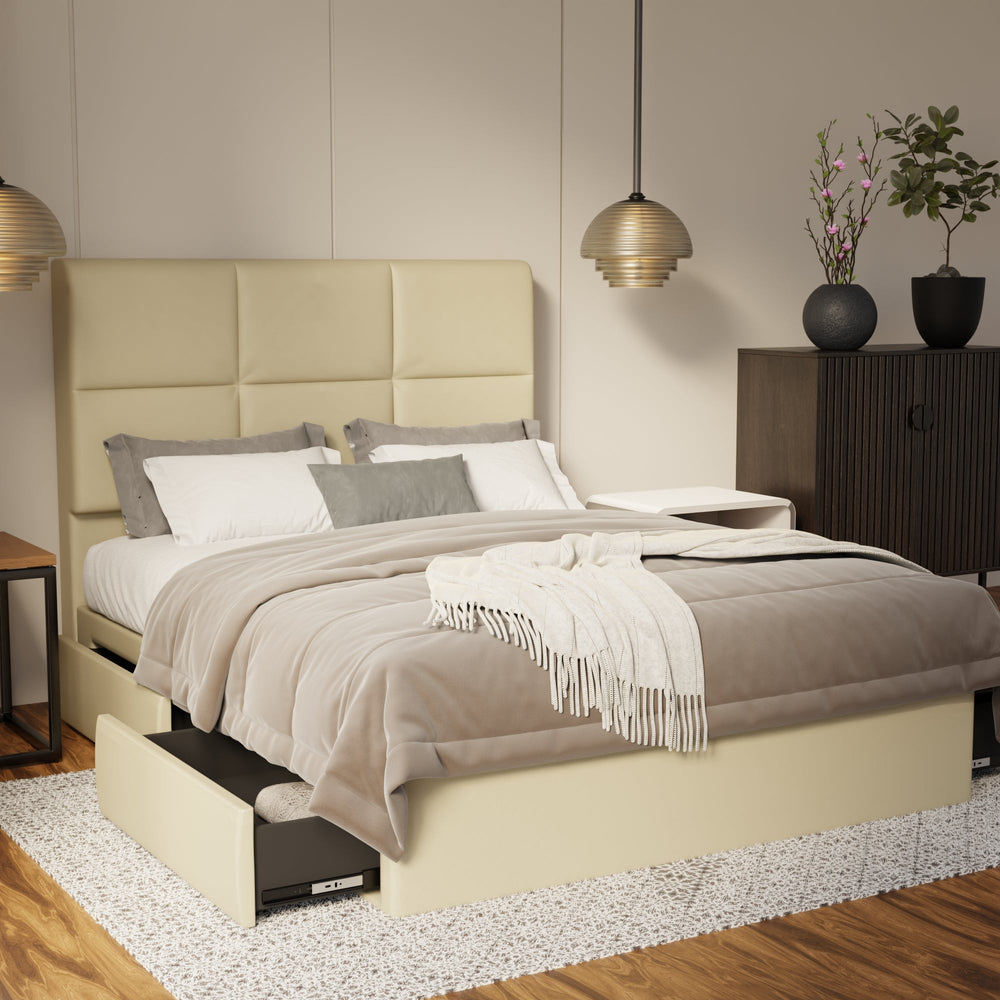 Caspian Genuine Leather Drawer Bed By Somnuz SSE