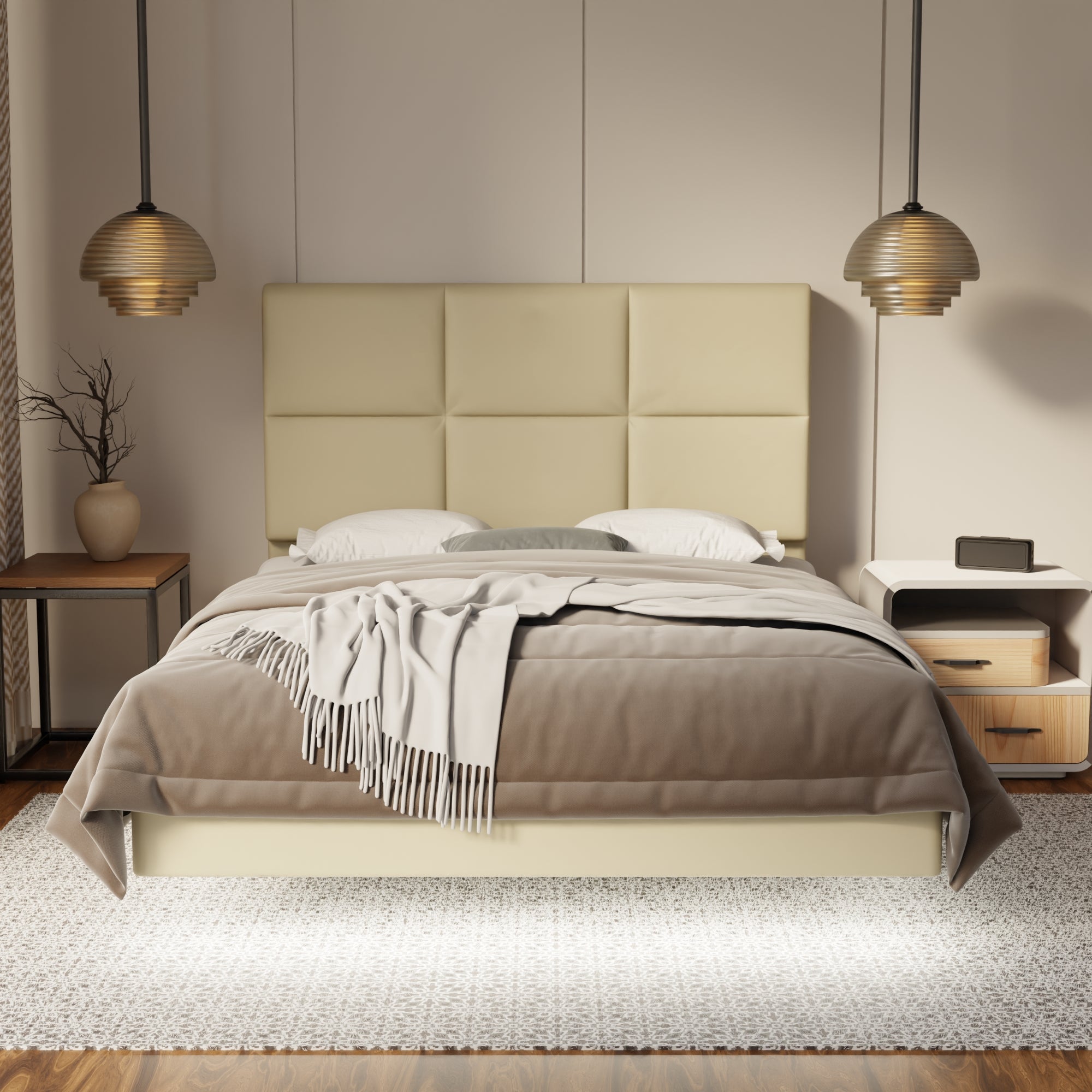 Caspian Genuine Leather Floating Bed Frame (With LED) By Somnuz SSE