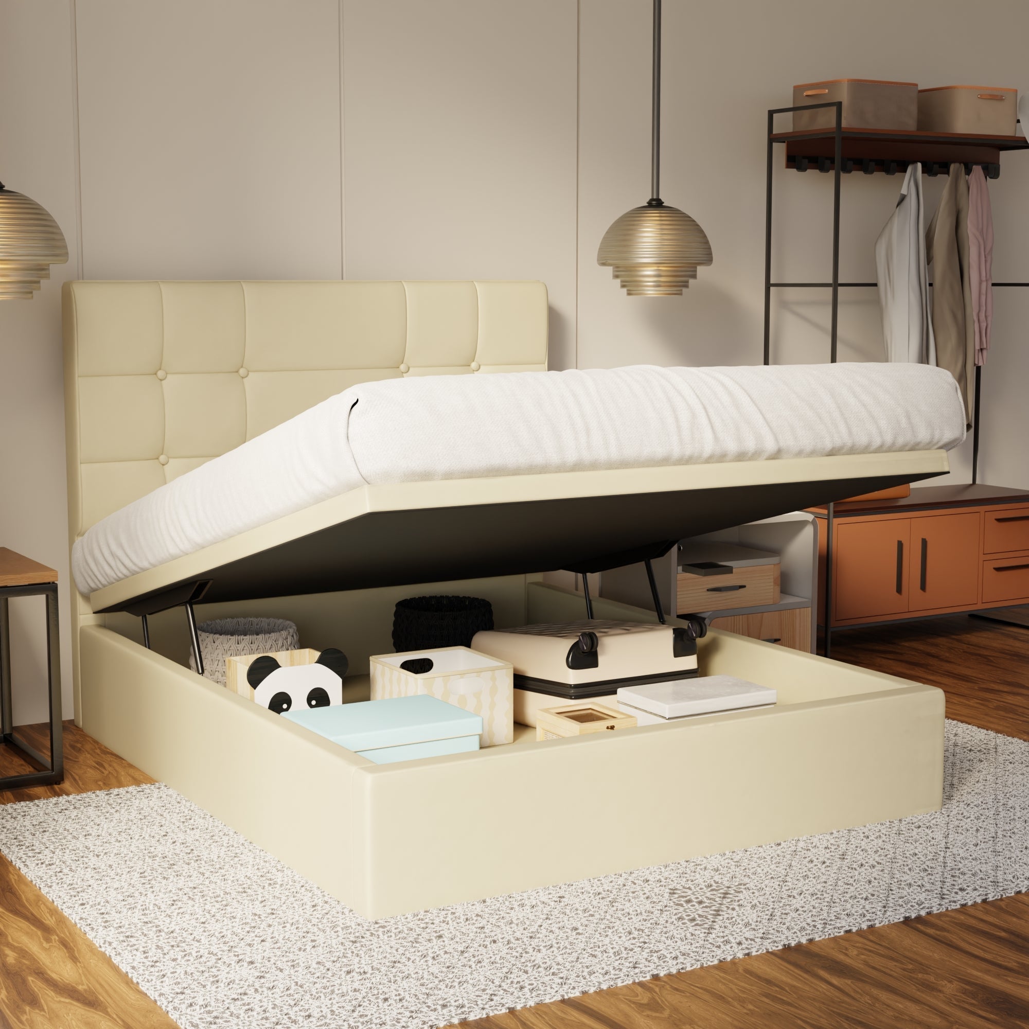 Elara Genuine Leather Storage Bed (Gas Lift) By Somnuz SSE