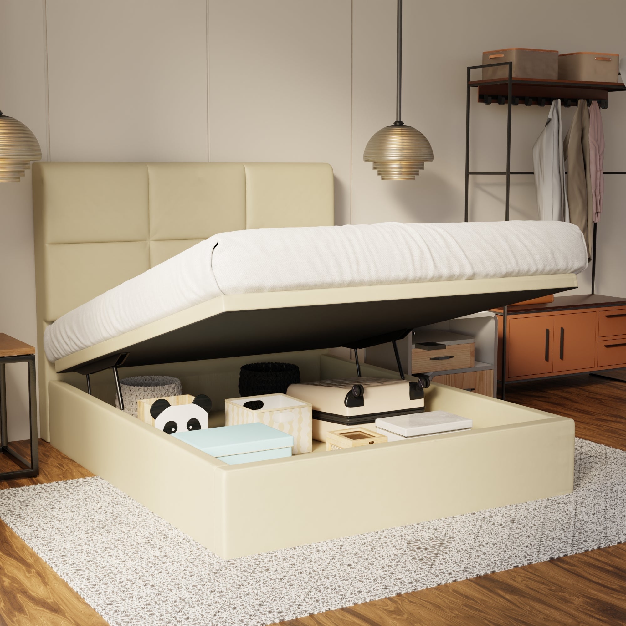 Caspian Genuine Leather Storage Bed (Gas Lift) By Somnuz SSE