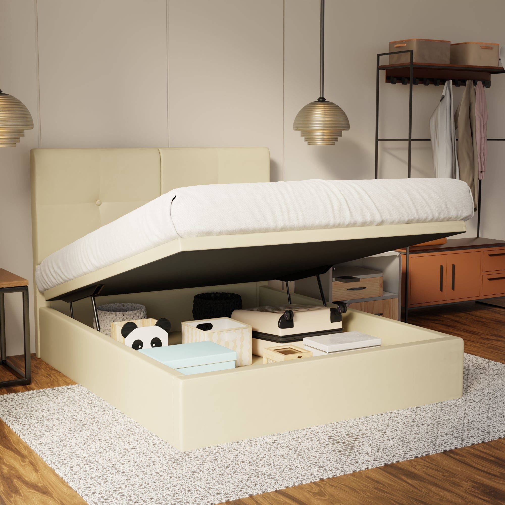 Rylan Genuine Leather Storage Bed (Gas Lift) By Somnuz SSE