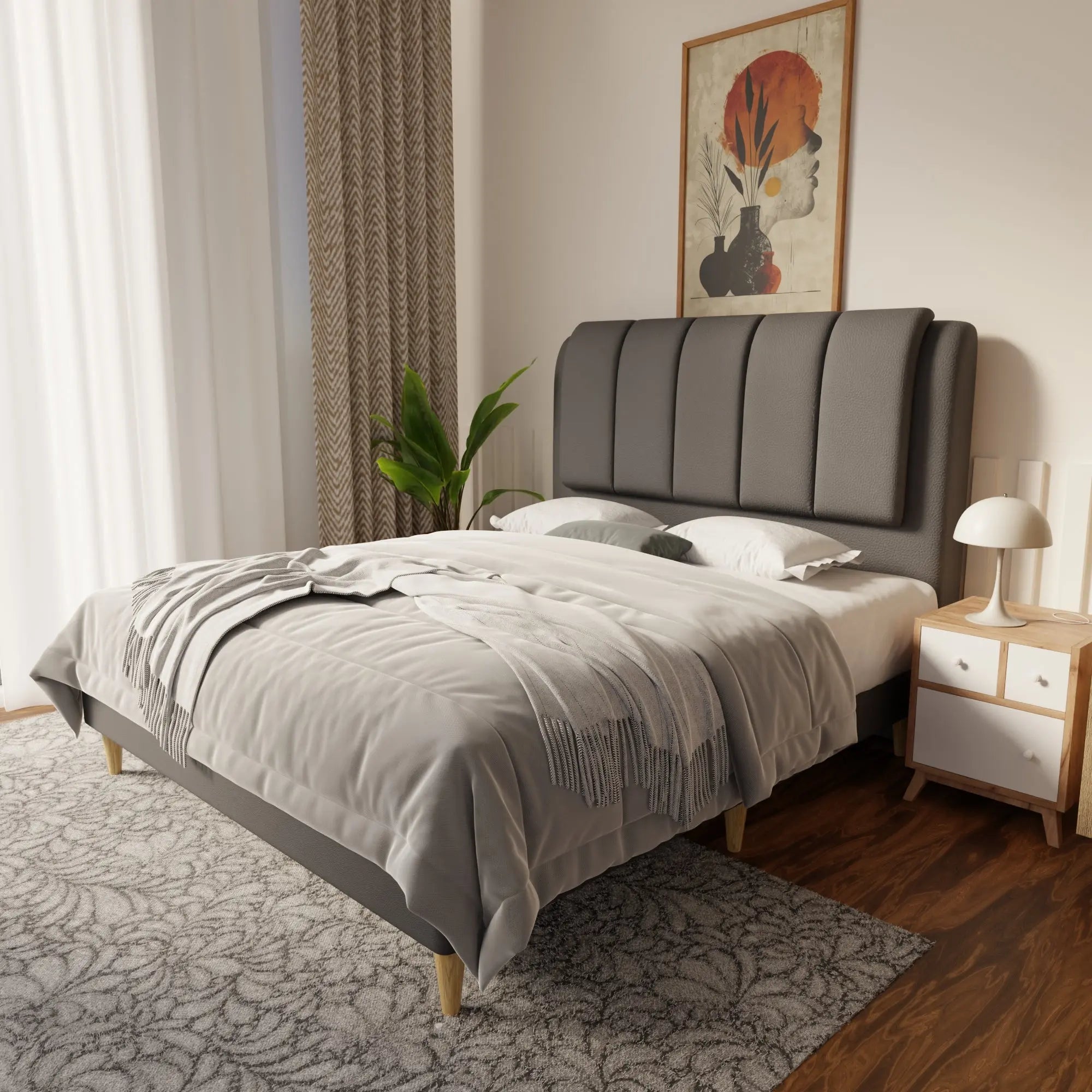Asteron Faux Leather Bed Frame (Pet Friendly) by Somnuz KH