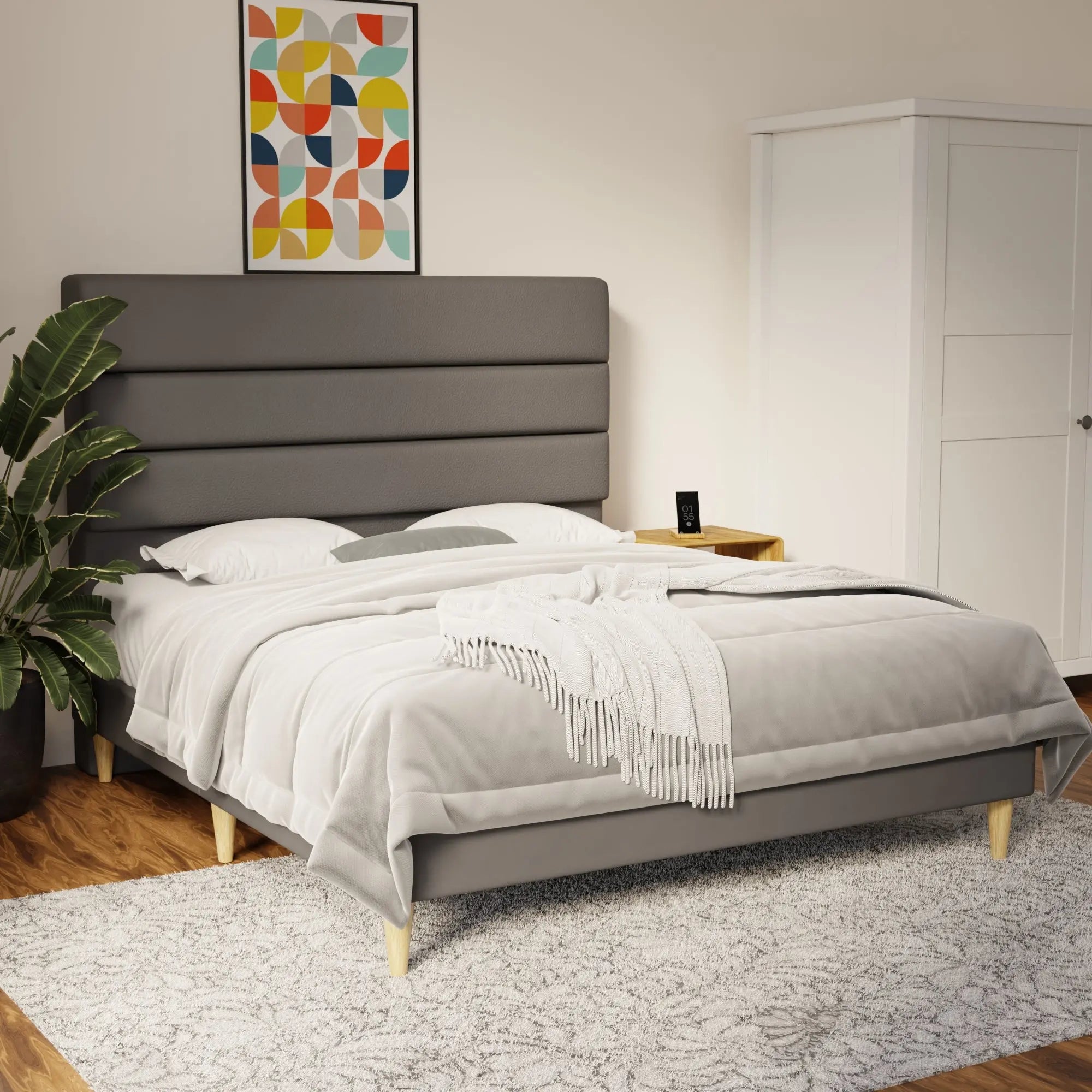 Corlune Faux Leather Bed Frame (Pet Friendly) by Somnuz KH