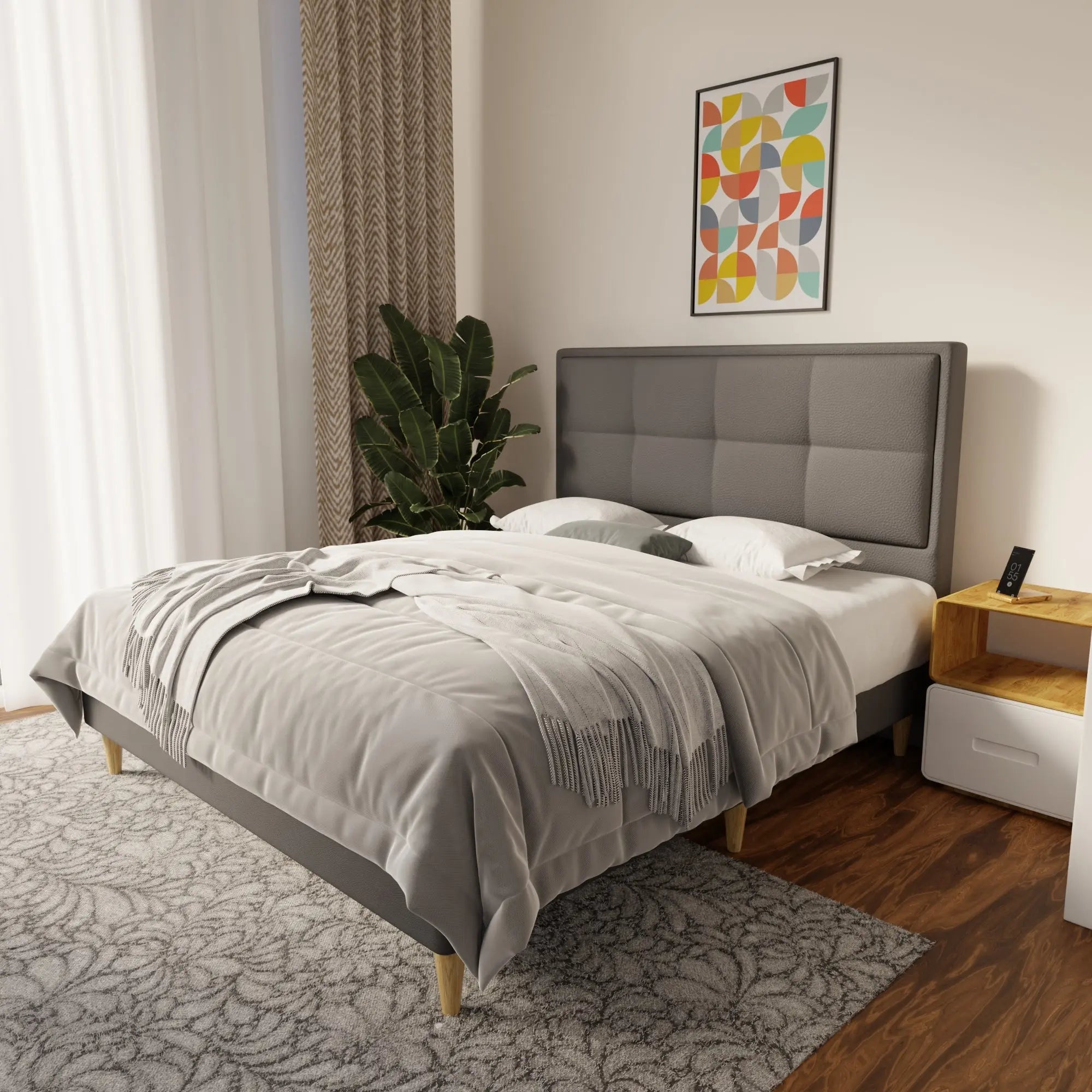 Solvane Faux Leather Bed Frame (Pet Friendly) by Somnuz KH