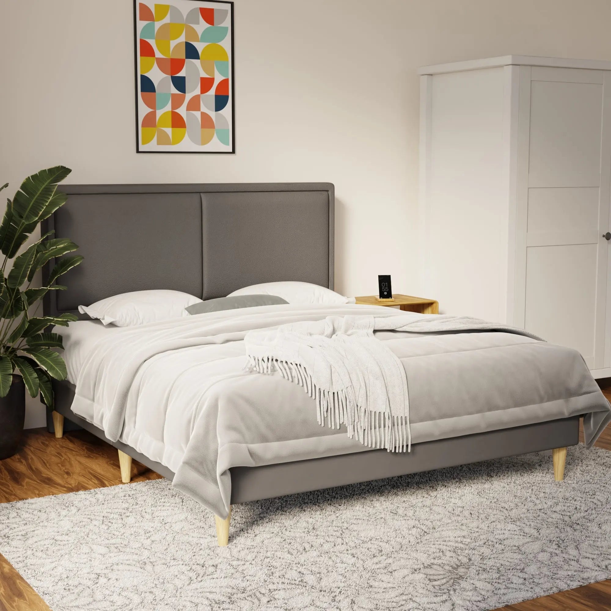 Bravelle Faux Leather Bed Frame (Pet Friendly) by Somnuz KH