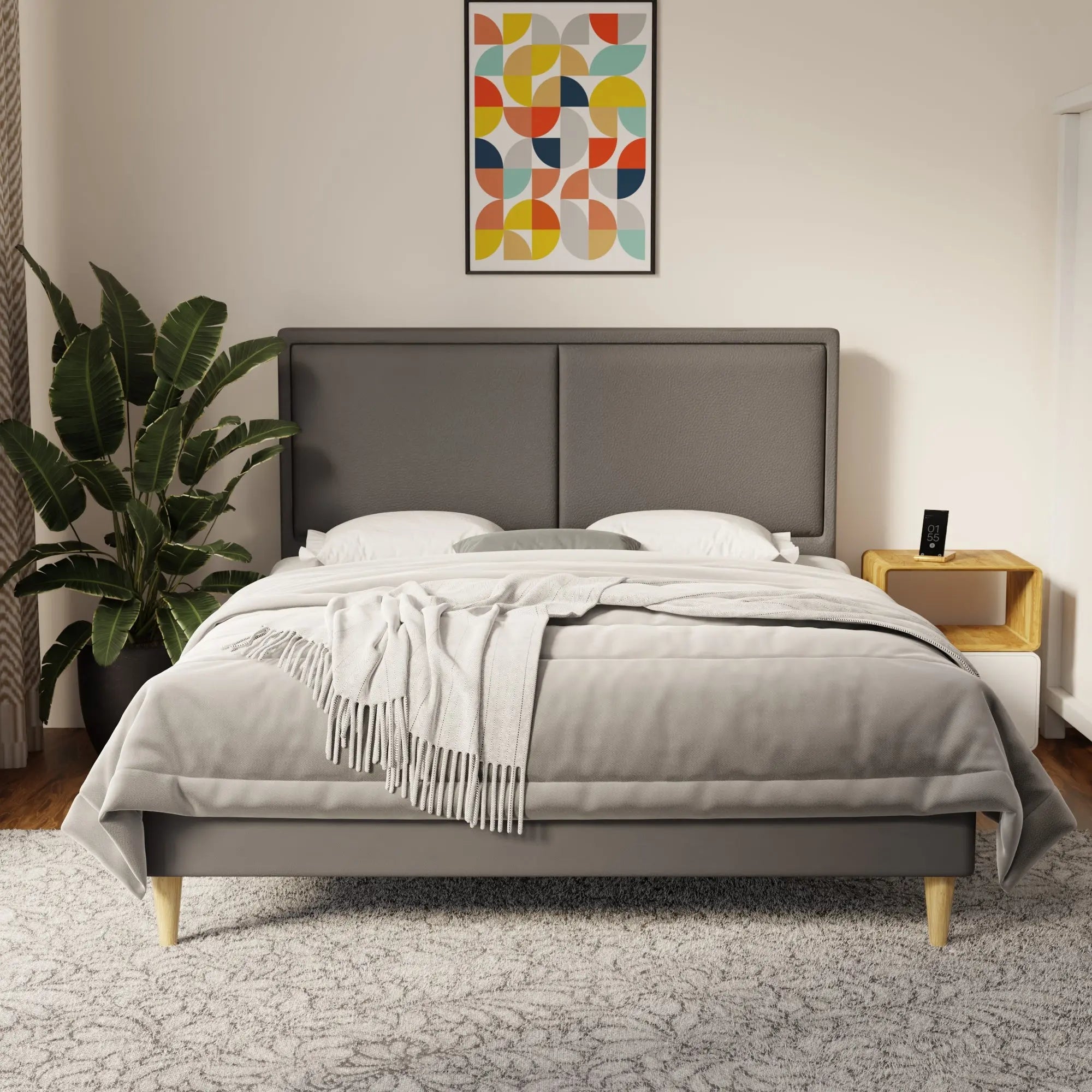 Bravelle Faux Leather Bed Frame (Pet Friendly) by Somnuz KH