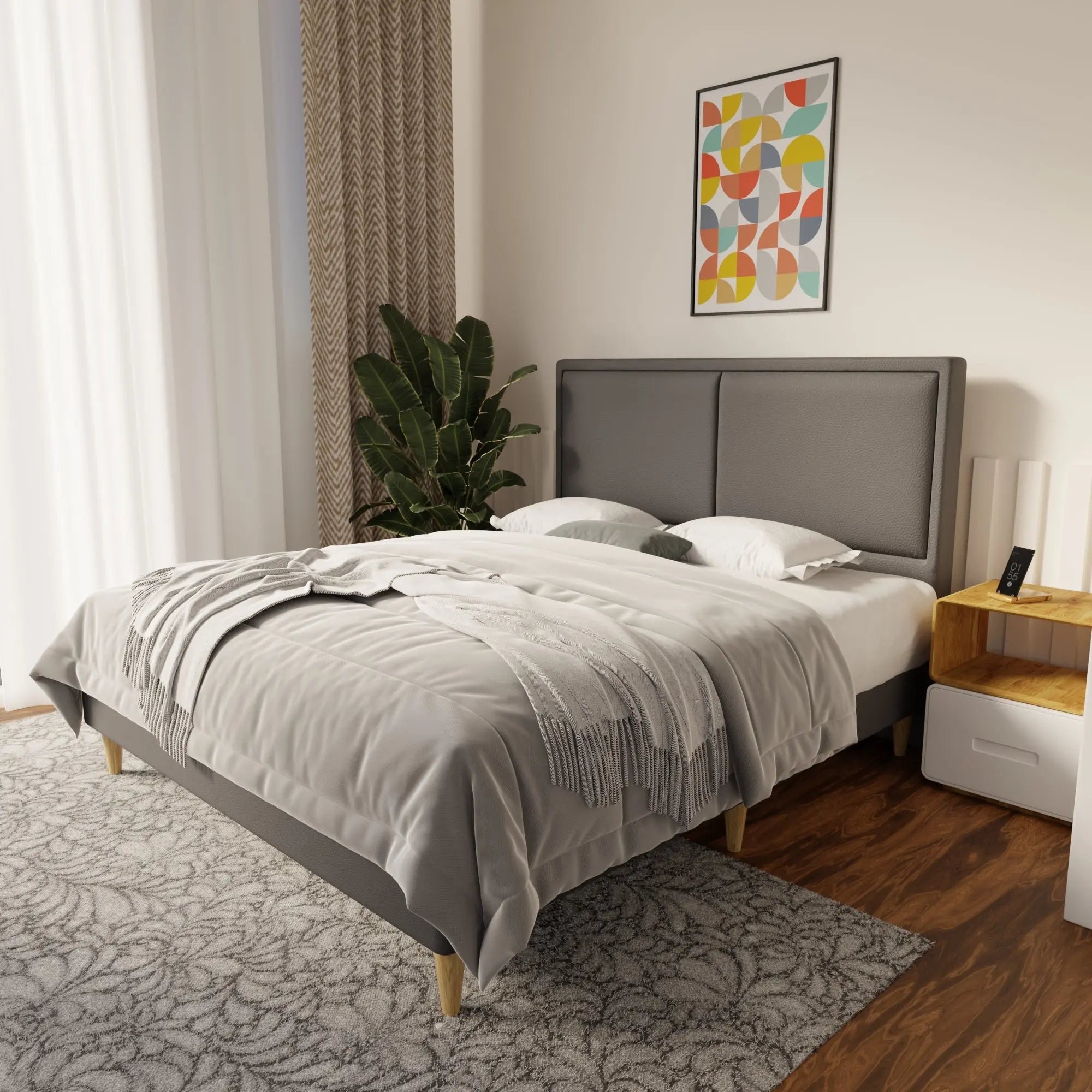 Bravelle Faux Leather Bed Frame (Pet Friendly) by Somnuz KH