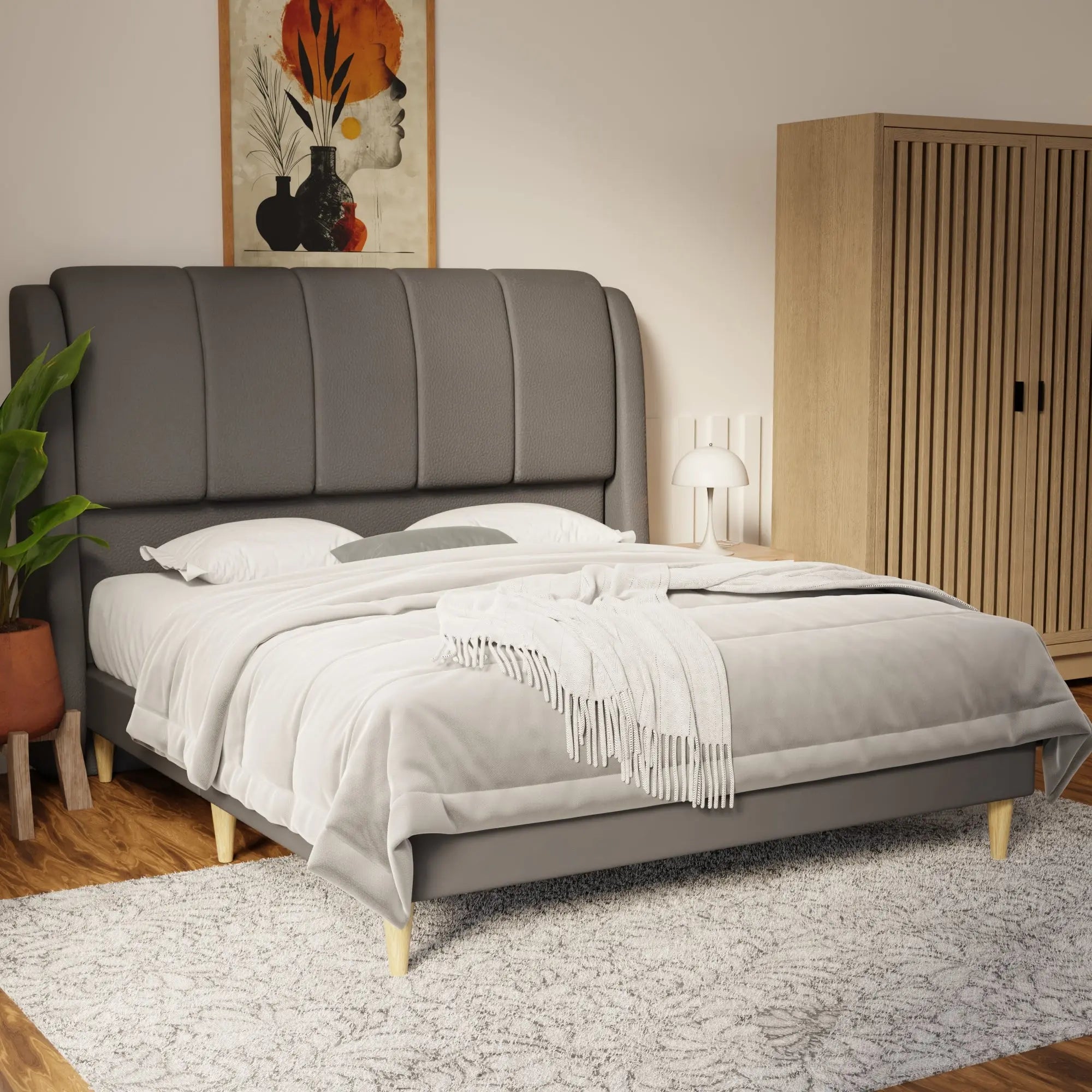 Brinley Faux Leather Bed Frame (Pet Friendly) by Somnuz KH
