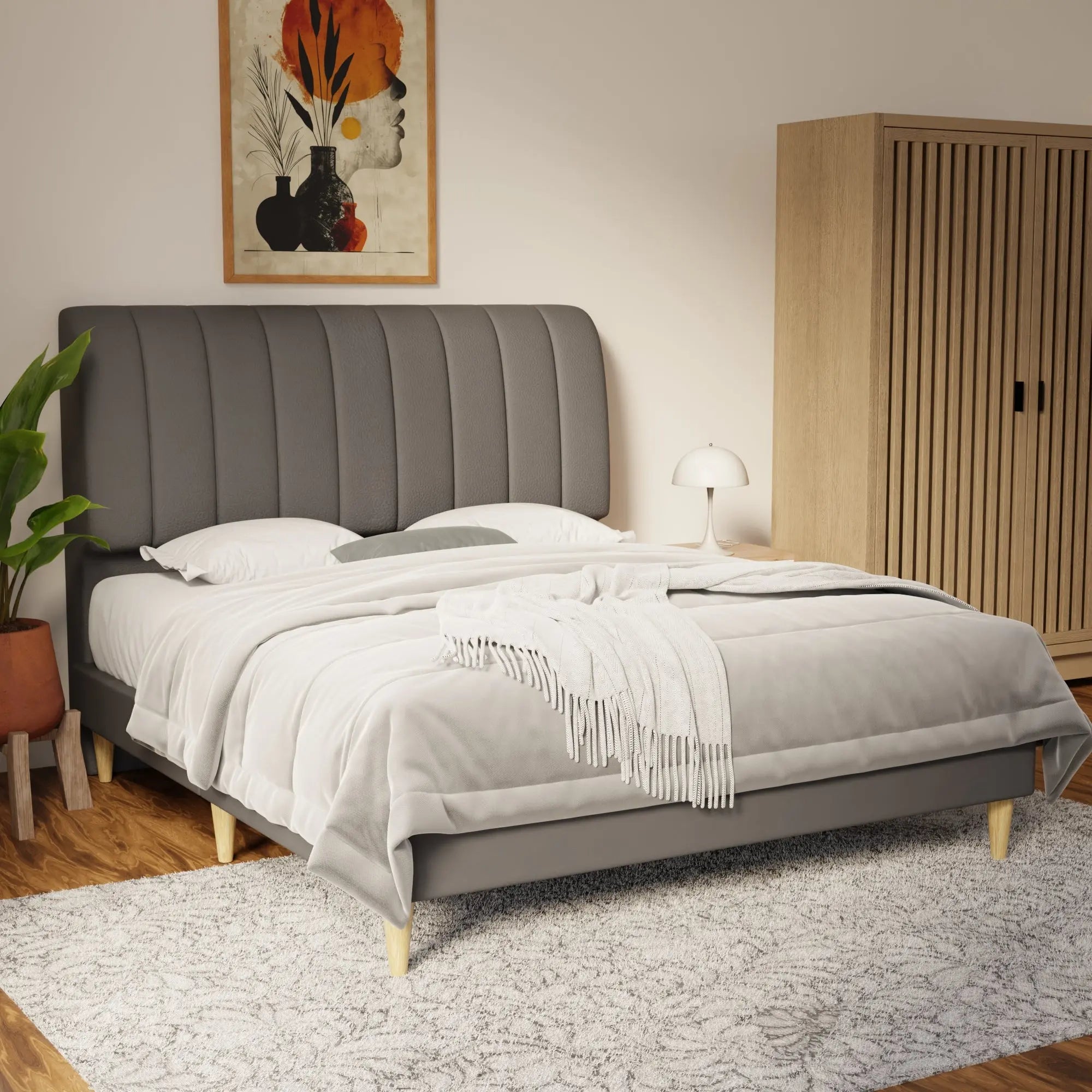 Kuro Faux Leather Bed Frame (Pet Friendly) by Somnuz KH
