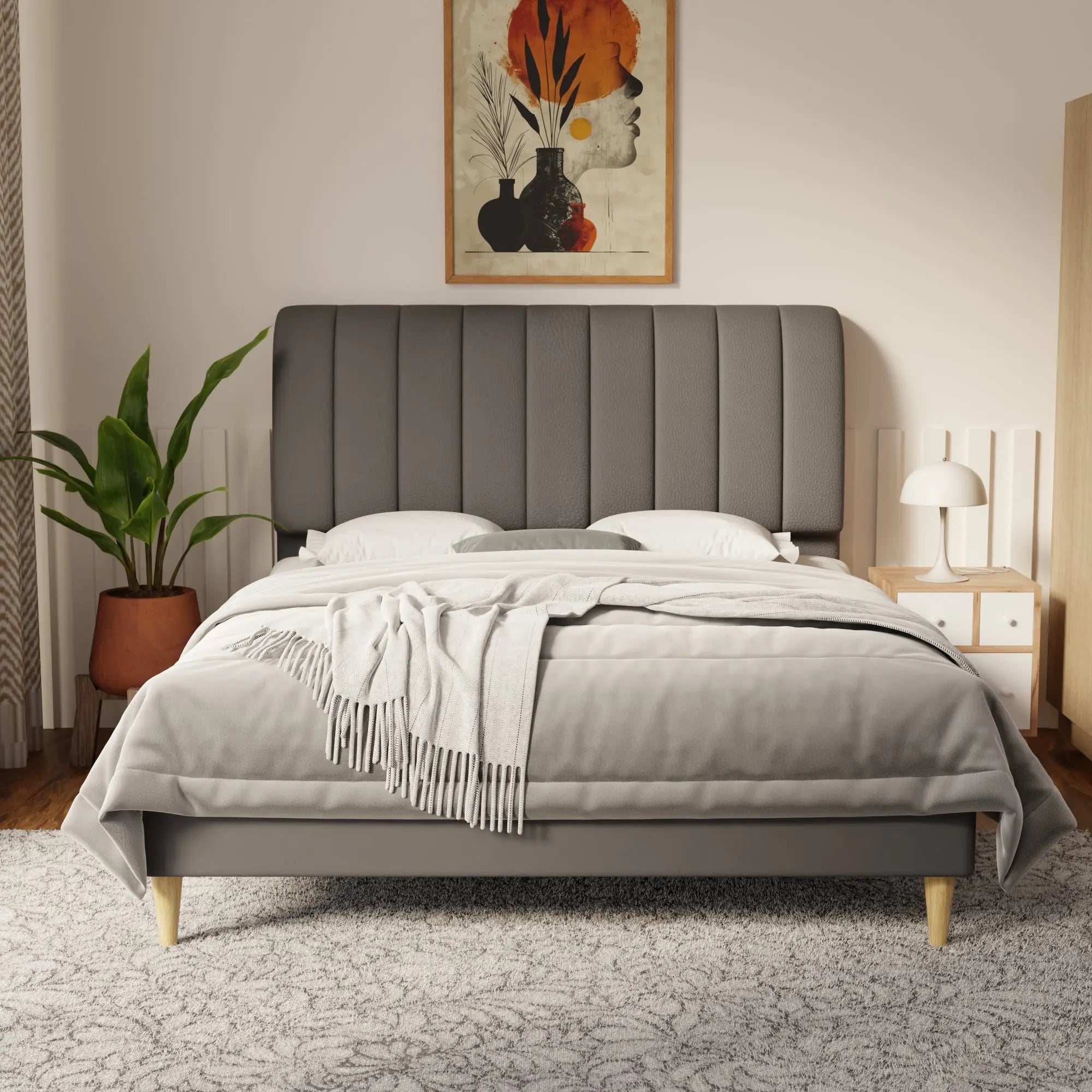 Kuro Faux Leather Bed Frame (Pet Friendly) by Somnuz KH