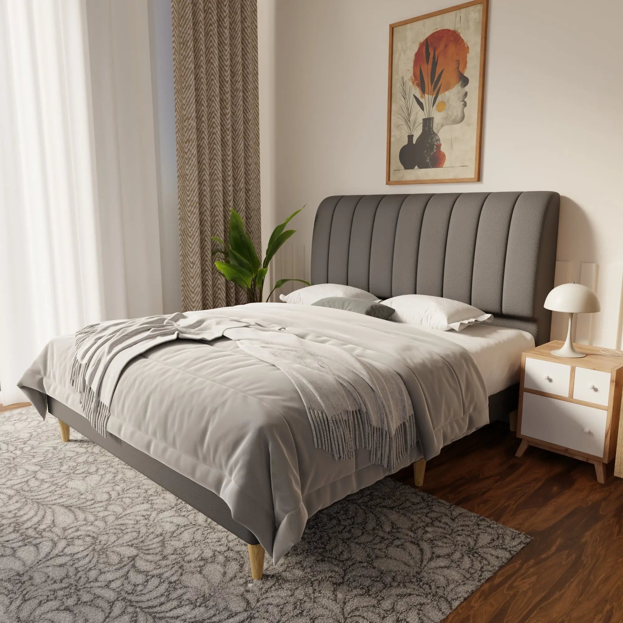 Kuro Faux Leather Bed Frame (Pet Friendly) by Somnuz KH