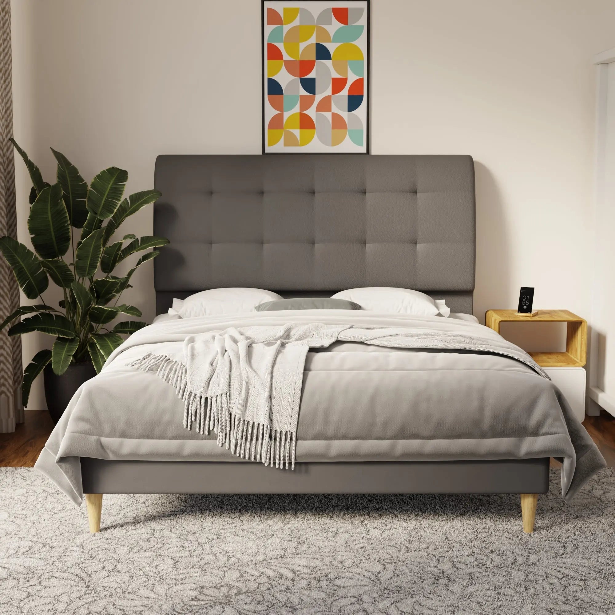 Haldor Faux Leather Bed Frame (Pet Friendly) by Somnuz KH