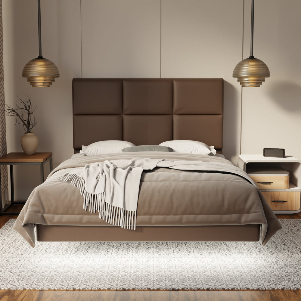 Caspian Genuine Leather Floating Bed Frame (With LED) By Somnuz SSE