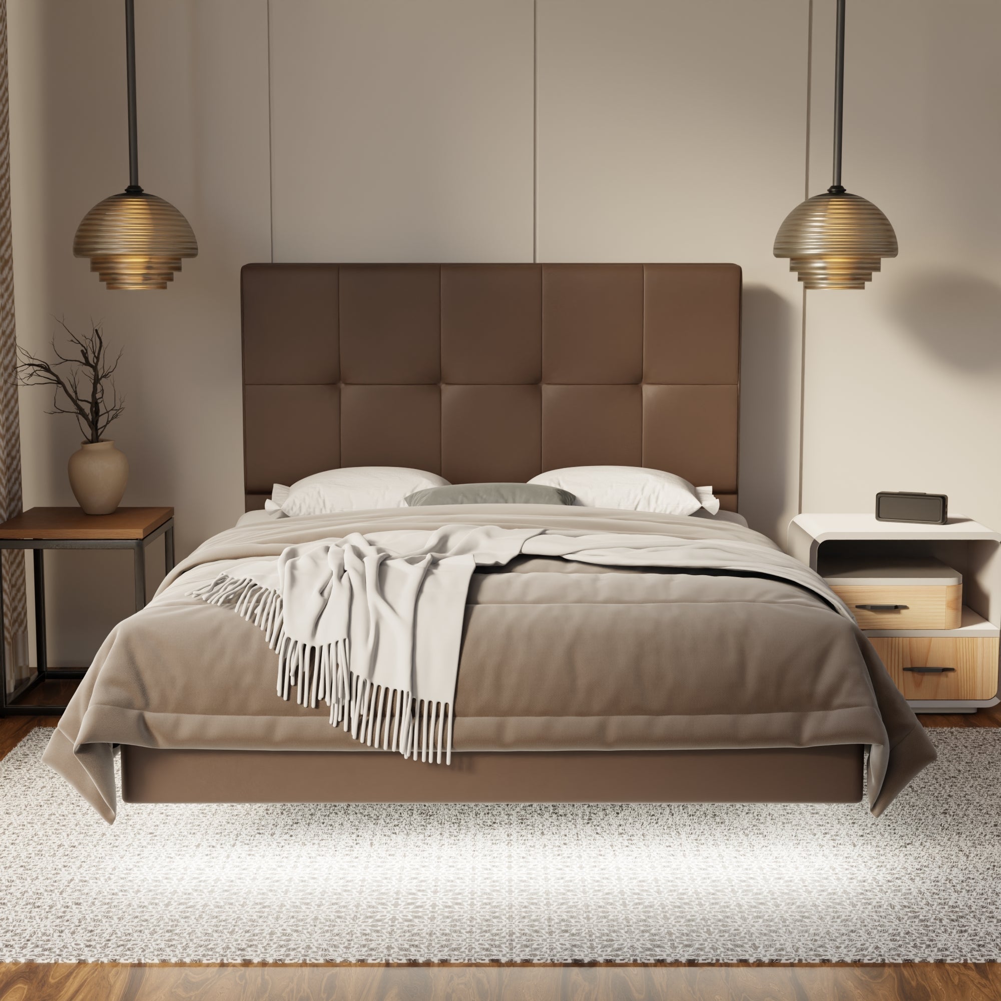 Marlowe Genuine Leather Floating Bed Frame (With LED) By Somnuz SSE