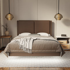 Vance Genuine Leather Floating Bed Frame (With LED) By Somnuz SSE