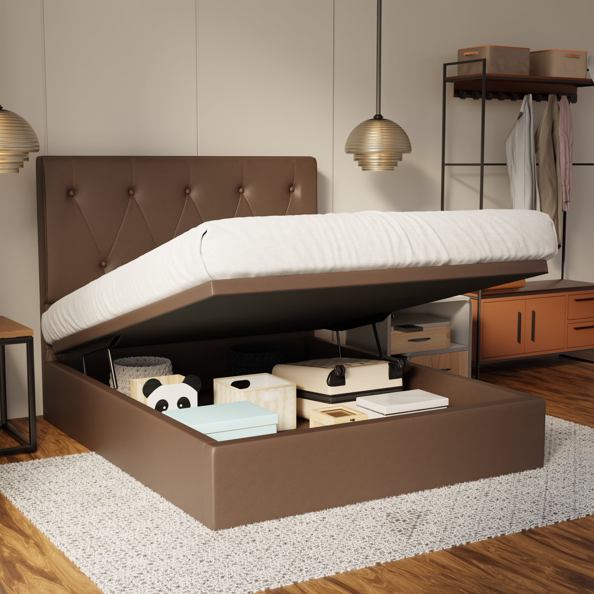 Valen Genuine Leather Storage Bed (Gas Lift) By Somnuz SSE