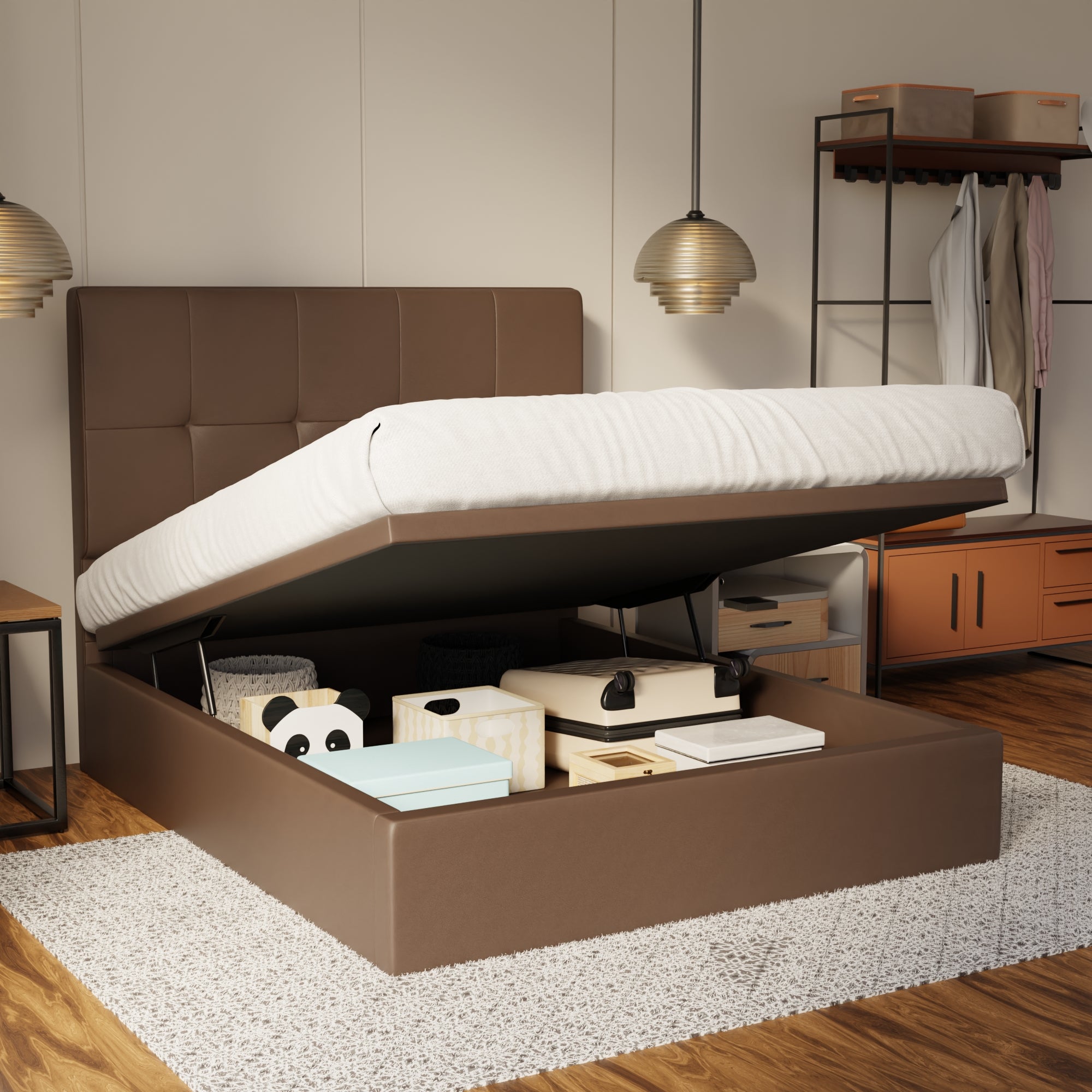 Marlowe Genuine Leather Storage Bed (Gas Lift) By Somnuz SSE