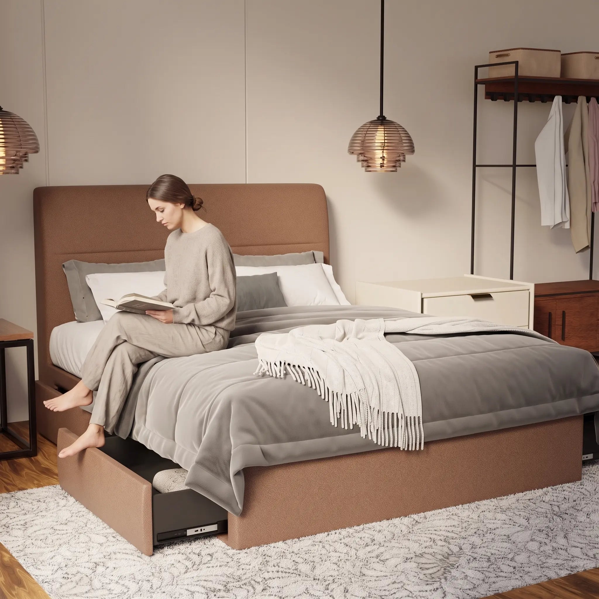Lysara Fabric Drawer Bed Frame (Water Repellent & Pet friendly) by Somnuz - Lifestyle