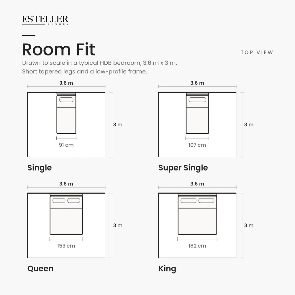 Shiro Fabric Bed Frame (Water Repellent & Pet friendly) by Somnuz - Room Fit