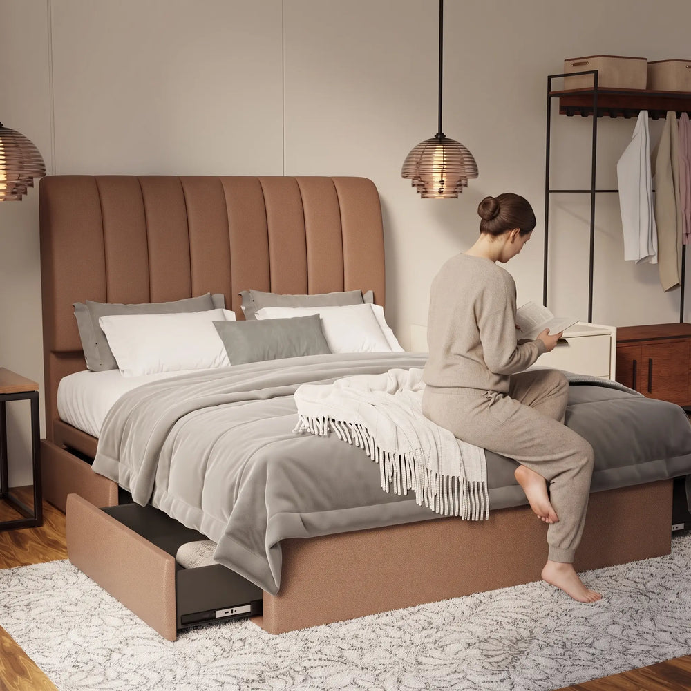 Trevino Fabric Drawer Bed Frame (Water Repellent & Pet friendly) by Somnuz - Lifestyle