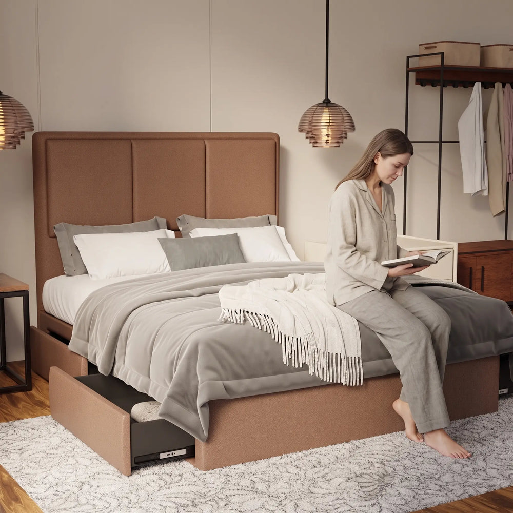 Velmira Fabric Drawer Bed Frame (Water Repellent & Pet friendly) by Somnuz - Lifestyle