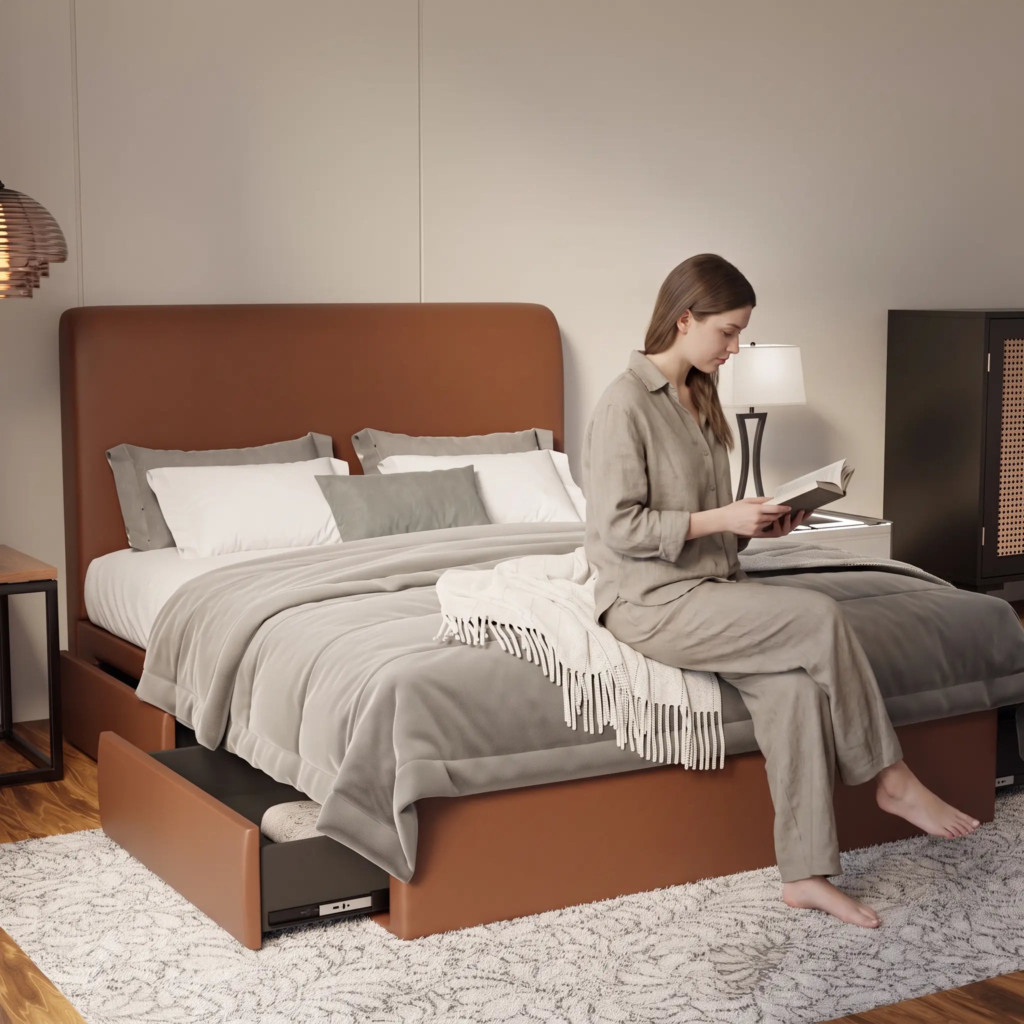 Vintaro Fabric Drawer Bed Frame (Water Repellent & Pet friendly) by Somnuz - Lifestyle