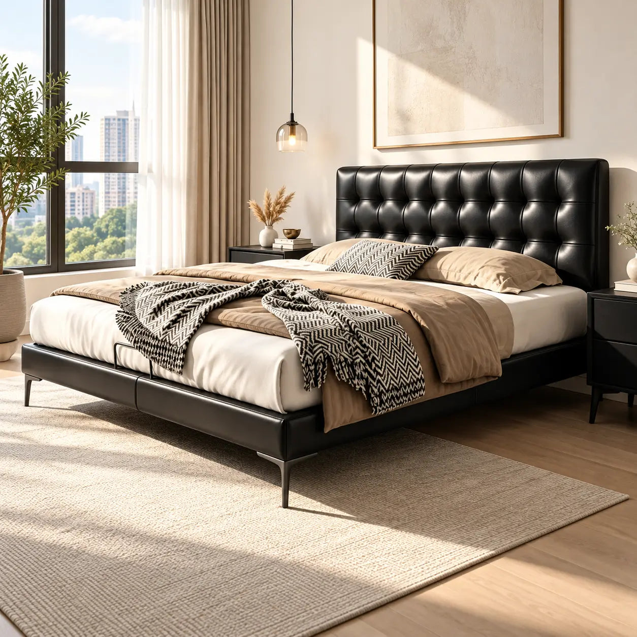 Wexlin Genuine Leather Bed Frame