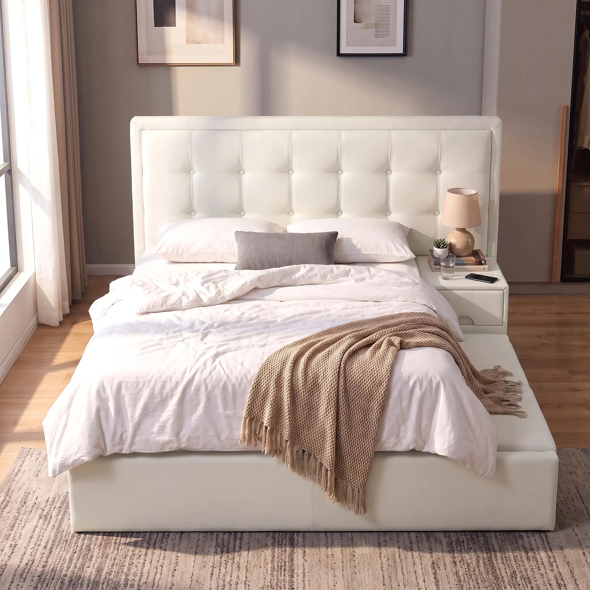 Covelle Faux Leather Platform Storage Bed Frame ARS